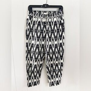 J Crew printed pull on linen cotton tapered straight leg pants size 0